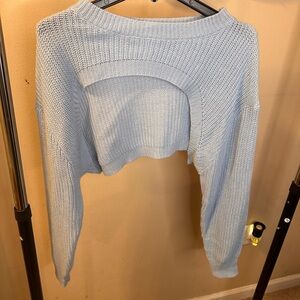 Light Blue Women's Cropped Sweater